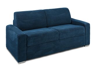 Vente-Unique Vente-unique - Divano Letto 3 Posti A Ribalta Posto Letto 140 Cm Materasso 14 Cm In Velluto Coste Blu - Calito