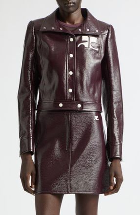 Courr&egrave;ges Re-Edition Vinyl Jacket in Burnt Red at Nordstrom, Size 36
