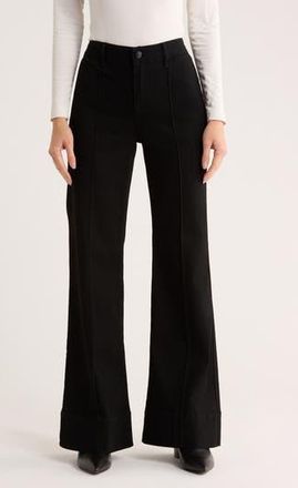 Seven 7 Pintuck Wide Leg Jeans in Black at Nordstrom Rack, Size 12
