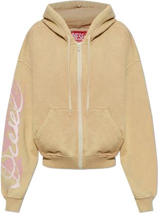 Diesel F-Elycy Sweatshirt - Dames - Vesten met rits - Beige - M - Katoen - Hoodies & sweatvesten