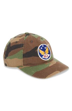 Ralph Lauren Camo Print Cotton Ripstop Snapback Baseball Cap in Woodland Camo at Nordstrom