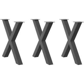 vidaXL Vidaxl - Patas Para Mesa De Comedor En Forma De X (3 Unidades), Antracita, 80 X (72-73) Cm, Acero
