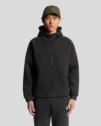 Lyle & Scott Neoprene Zip Through Hoodie in Jet Black at Nordstrom, Size Xx-Large
