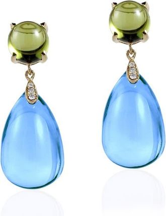 Goshwara Naughty Cabochon Drop Earrings in Pale Blue /Bright Green at Nordstrom