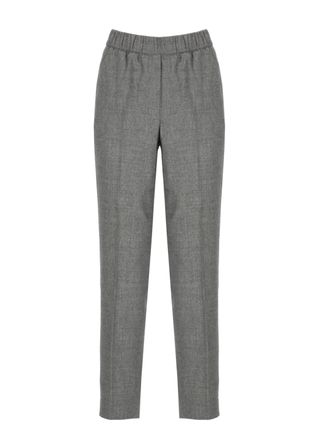 PESERICO Straight-Leg Grey Pants With Elastic Waistband And Faux Pockets
