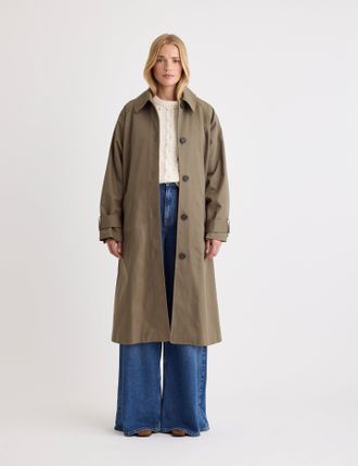 Nobody's Child Khaki Oversized Single Breasted Trench Coat