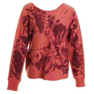 Tribal Womens Wear 2 Ways Jacquard Sweater In Coral Blaze