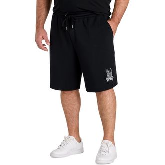 Psycho Bunny Big & Tall Olivier Pixel Bunny Shorts in Black at Nordstrom, Size 4X Big