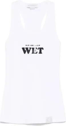 Stella McCartney Tops, Dames, Wit, M, Katoen, Slippery When Wet Racerback Tanktop