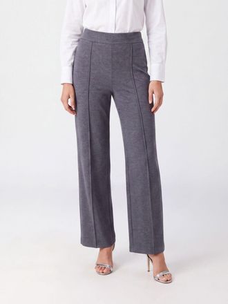 Semicouture High-Waisted Wide-Leg Trousers in Stretch Viscose Jersey
