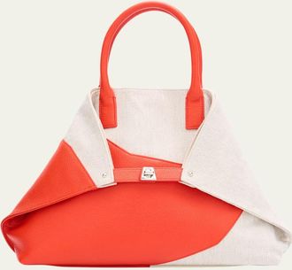 Akris AI Medium Leather & Canvas Top-Handle Bag