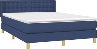 vidaXL Cama Box Spring Con Colch&oacute;n Tela Azul 140x190 Cm Vidaxl