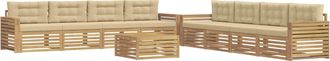vidaXL Conjunto De Sof&aacute;s De Exterior 9 Uds. Y Beige Poli&eacute;ster Vidaxl