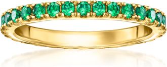 RS Pure by Ross-Simons Lab-Grown Emerald Eternity Band in 18kt Gold Over Sterling