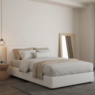 Dmora Dmora - Cama De Plaza Y Media Ddibar, Cama Contenedor Con Revestimiento De Tela, 100% Made In Italy, Apertura Lateral, Con Colch&oacute;n Cm 120x190 Incluido