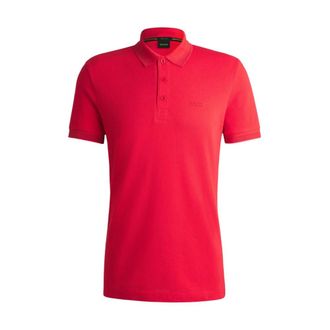 HUGO BOSS Tops, Heren, Rood, M, Katoen, Katoenen poloshirt met korte mouwen