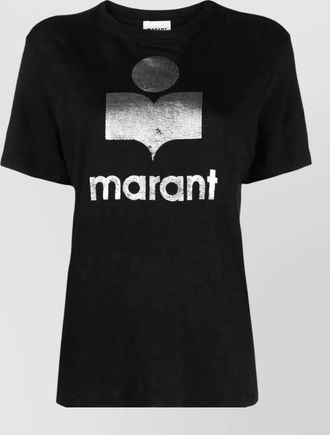 Isabel Marant linen m&eacute;lange logo print short sleeve t-shirt