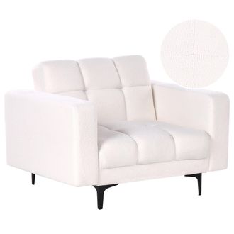Beliani Beliani - Sill&oacute;n De Boucl&eacute; Acolchado Con Capiton&eacute; Reclinable Con Respaldo De 3 Posiciones Blanco Alnes