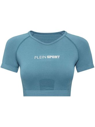 Plein Sport T-shirt crop senza cuciture - Blu