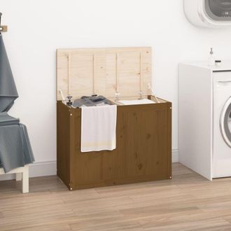 vidaXL Contenitore per Bucato Ambra 88,5x44x66 cm Legno Massello Pino - Vidaxl
