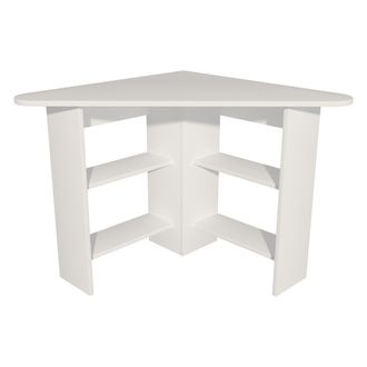 Dmora Escritorio Mamette, Esquinero, 5 Estantes, 4 Compartimentos, 80x80x74h Cm Blanco