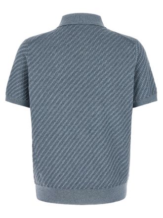 Brioni Trama Weave Cotton-Silk-Cashmere Polo Shirt - Blue