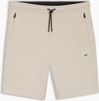 HUGO BOSS Mens Headlo Rib Sweat Shorts with Elasticated Waistband - Cream - Size: 37/36/32