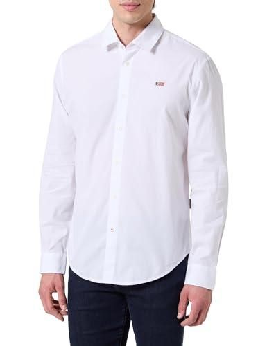 Chemise Napapijri Homme Taille L/XL - Bleu Gris, Coton, Manches Longues, Occasion Bon état