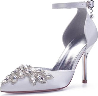 Miyoopark Womens High Heel Wedding Shoes Beaded Elegant Formal Party Pumps M530 White UK 4.5