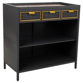 Wanderlust Deco Aparador De Metal Y Madera Gris 80x40x79