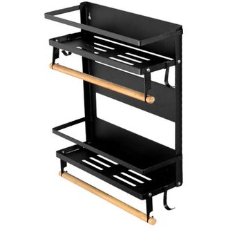 Trade Shop Trade Shop - Cocina Magn&eacute;tico Estantes Plegables Con Ganchos Soporte De Soporte De Metal De Metal