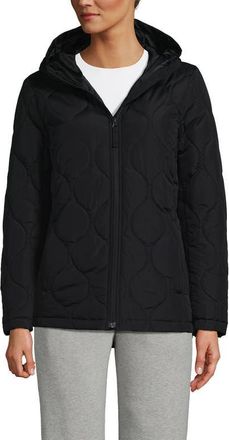 Lands End Tall FeatherFree Onion Quilted Insulated Jacket in Black at Nordstrom, Size X-Large