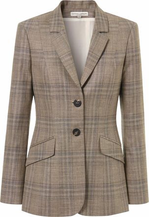 Barbara Lohmann Cashmere Womens Fairmont Glen Check Single Breasted Jacket In Dessert