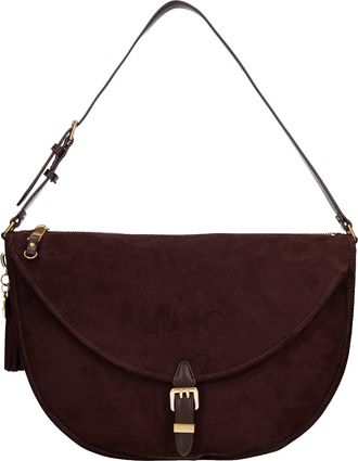 Liu Jo Deep Brown Suede Hobo Faux Suede Shoulder Bag