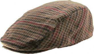 Tom Franks Wool Blend Mens Checked Flat Cap in Brown, Size: Medium-Large