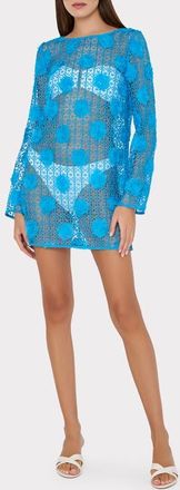 Milly 3D Knit Mesh Cover-Up Dress in Blue at Nordstrom, Size Large