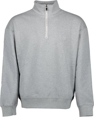 Dior Zip Neck Grijze Sweatshirt - Heren - Sweatshirts - Grijs - M - Katoen - Hoodies & sweatvesten