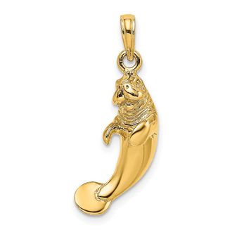 Diamond2Deal 10k Yellow Gold 3-D Polished Manatee Charm