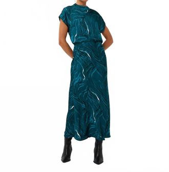 Esqualo Crystal Waves Skirt In Green Print