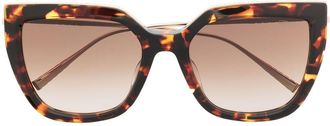 Chopard cat-eye frame sunglasses - women - Titanium - 54 - Brown