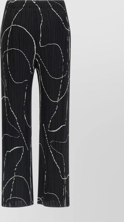 Pleats Please Issey Miyake abstract pattern trousers elastic waistband