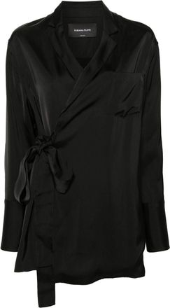 Fabiana Filippi open-front satin blazer - women - Viscose - 38 - Black
