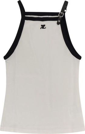 Courr&egrave;ges Mouwloze Top - Dames - Tops zonder mouwen - Wit - M - Katoen - Tops