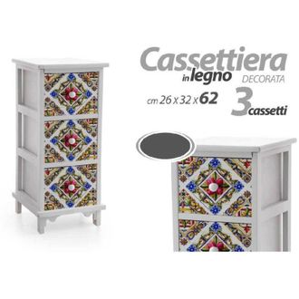Trade Shop Trade Shop - C&oacute;moda 3 Cajones Mesita De Noche Cocina Ba&ntilde;o Dormitorio Madera 62x26x32cm 829390