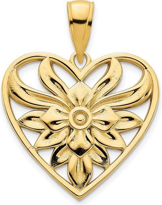 Diamond2Deal 14k Yellow Gold Fancy Filigree Heart Pendant