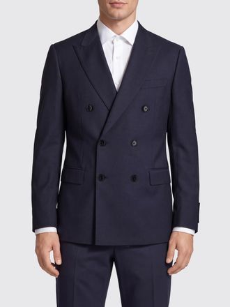HUGO BOSS Double-Breasted Pure Virgin Wool Blazer with Notch Lapels