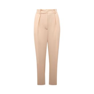 Elisabetta Franchi Slim-fit Trousers, female, Beige, Size: M Trousers in Lightweight Crêpe Fabric with Belt