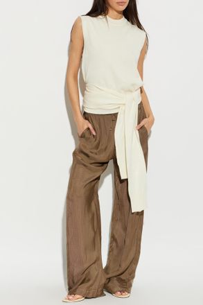 R&oacute;he Plaid Pattern Trousers, Womens, Brown