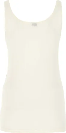 Saint Laurent Womens Ivory Modal Blend Tank Top 9502 Exterior: Cotton T-Shirt T-shirts And Polos