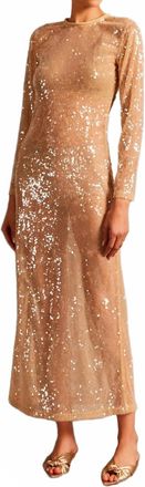 Adriana Degreas Sequins Open Back Maxi Dress In Beige